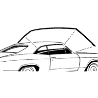 67-68 Chevrolet Fullsize 2 Dr Hardtop Roof Rail Weatherstrip
