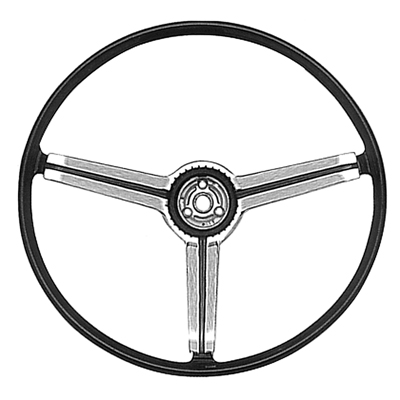 68 Chevrolet Full Size Car Black Steering Wheel w/Silver Shroud