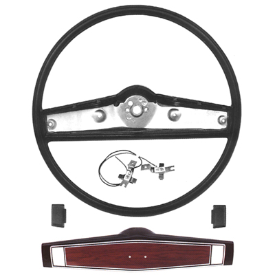 69-70 Chevrolet Full Size Car Black Steering Wheel Kit w/Wood Shroud