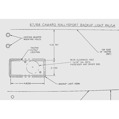 67-68 Camaro RS Back-Up Light Housing Template