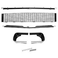 67-68 Camaro Grill And Front End Molding Kit, Black Grill