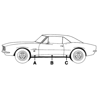 67 Camaro RS Rocker Panel Molding Kit, 6 Pieces