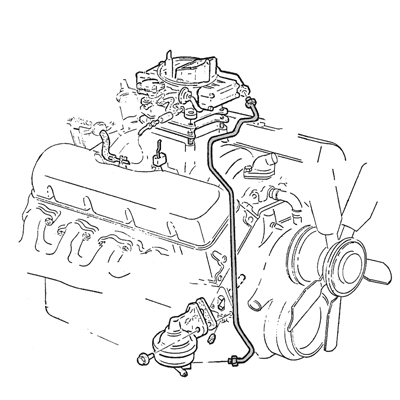 67-68 Camaro Fuel Pump To Carb Lines 396 / 325 HP Quarda-Jet 1 Piece Line