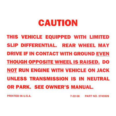 67-71 Positraction Decal