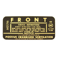 67 Air Cleaner Service Instruction Decal