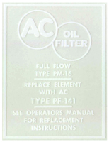 67 Oil Filter Decal, V8 