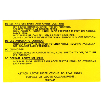 67-69 Cruise Control Decal