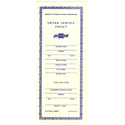 67-72 Owner Service Policy