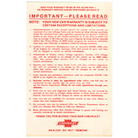 67-72 Factory Warranty Sheet