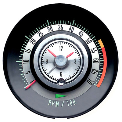 68 Camaro Tachometer 5500 RPM Red Line