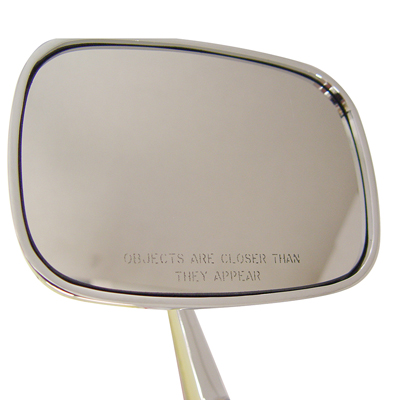 68-69 Camaro Right Hande Side View Mirror Convex, Objets Are Closer Then They Appear