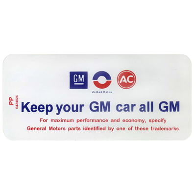 68-72 Air Cleaner Service Instruction Decal, W/ #6454826 PP