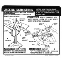 69 JACKING INSTRUCTION DECAL, COUPE REGULAR