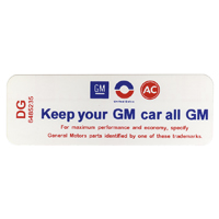 69 Air Cleaner Service Instruction Decal, 396 W/O Cowl Induction #6485235 DG