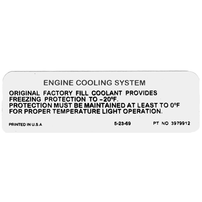 70-72 Engine Cooling System Decal