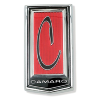 71-74 Camaro C Header Panel Emblem, Red