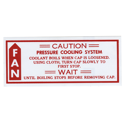 79-80 Caution Fan Decal, White/Red