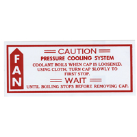 79-80 Caution Fan Decal, White/Red